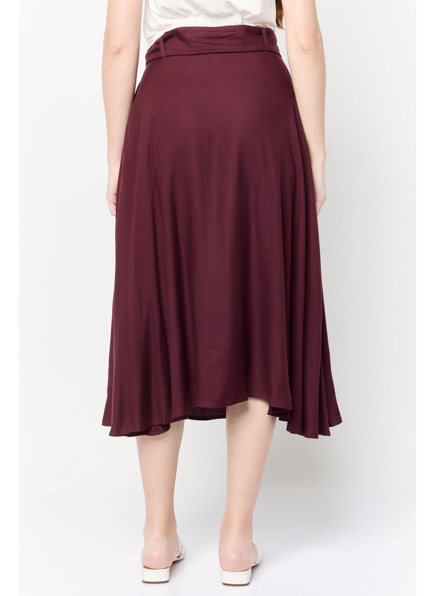 Women Pleated Skirt, Maroon