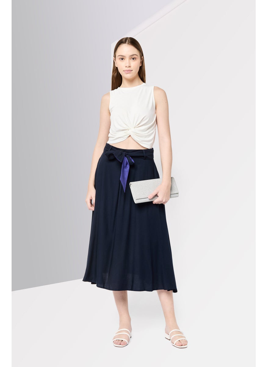 Women Pleated A Line Skirt, Black