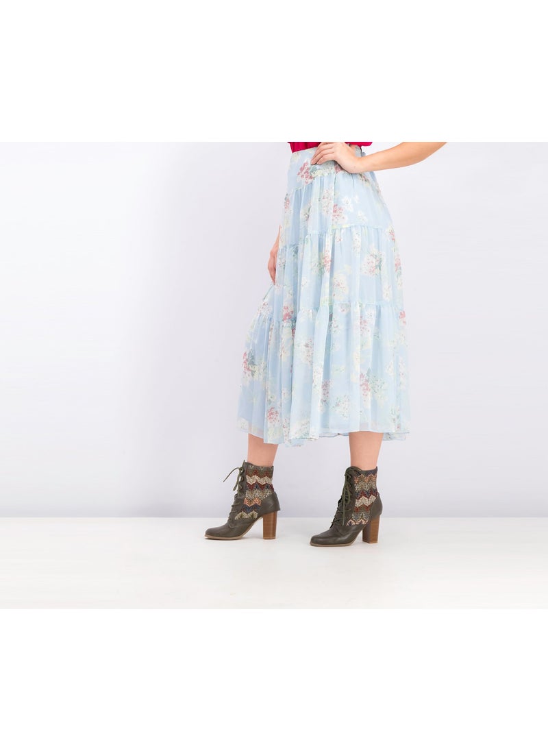 Women Floral Maxi Skirt, Multicolor