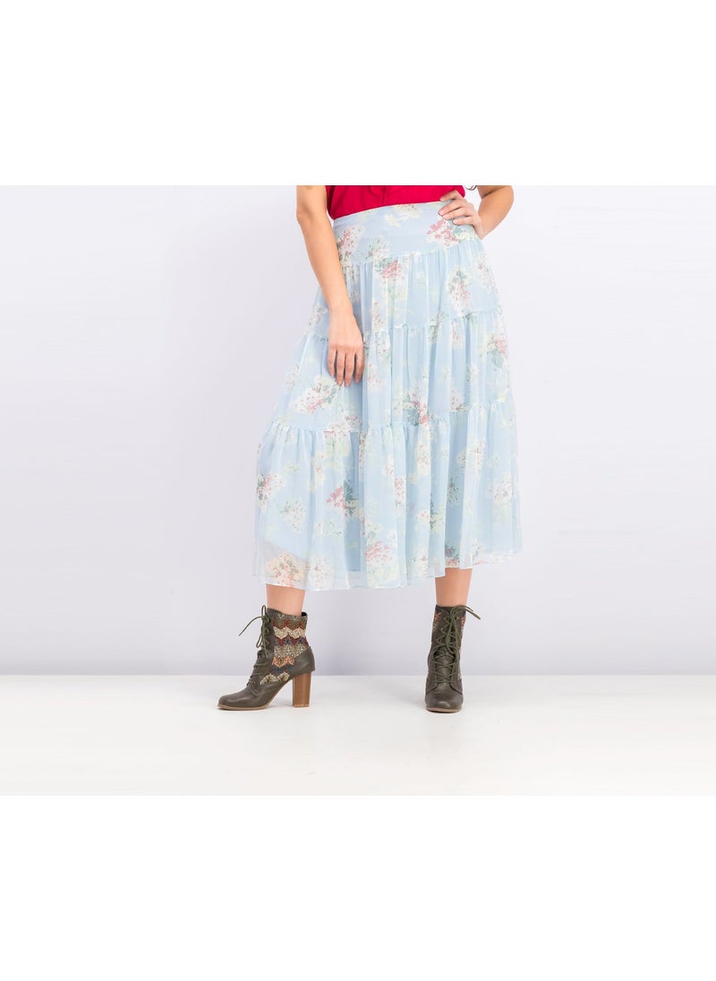 Women Floral Maxi Skirt, Multicolor