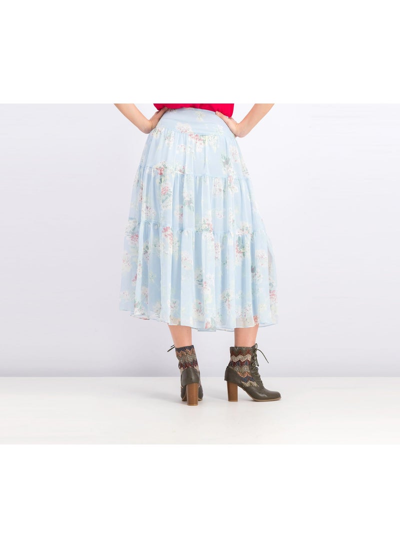 Women Floral Maxi Skirt, Multicolor