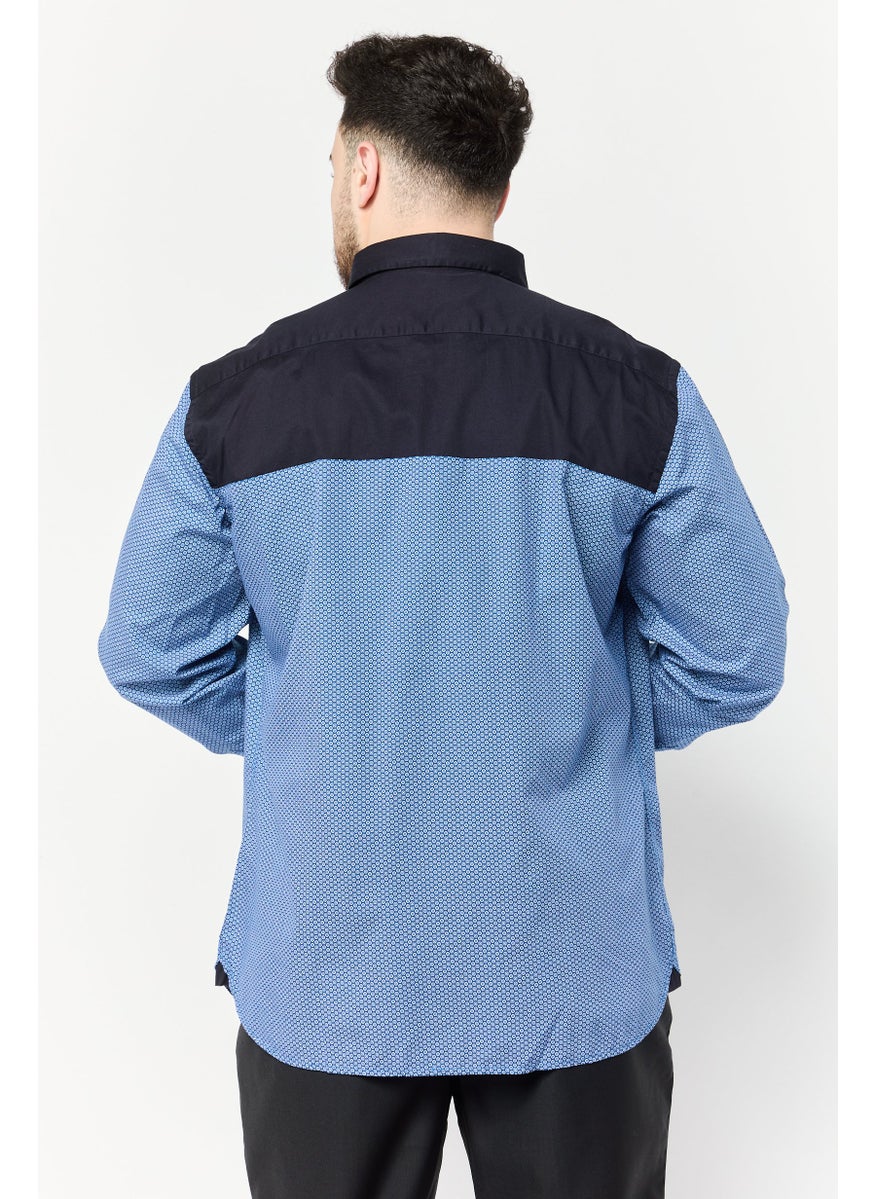 Men Narrow Fit All Over Print Long Sleeves Casual Shirt, Multicolor