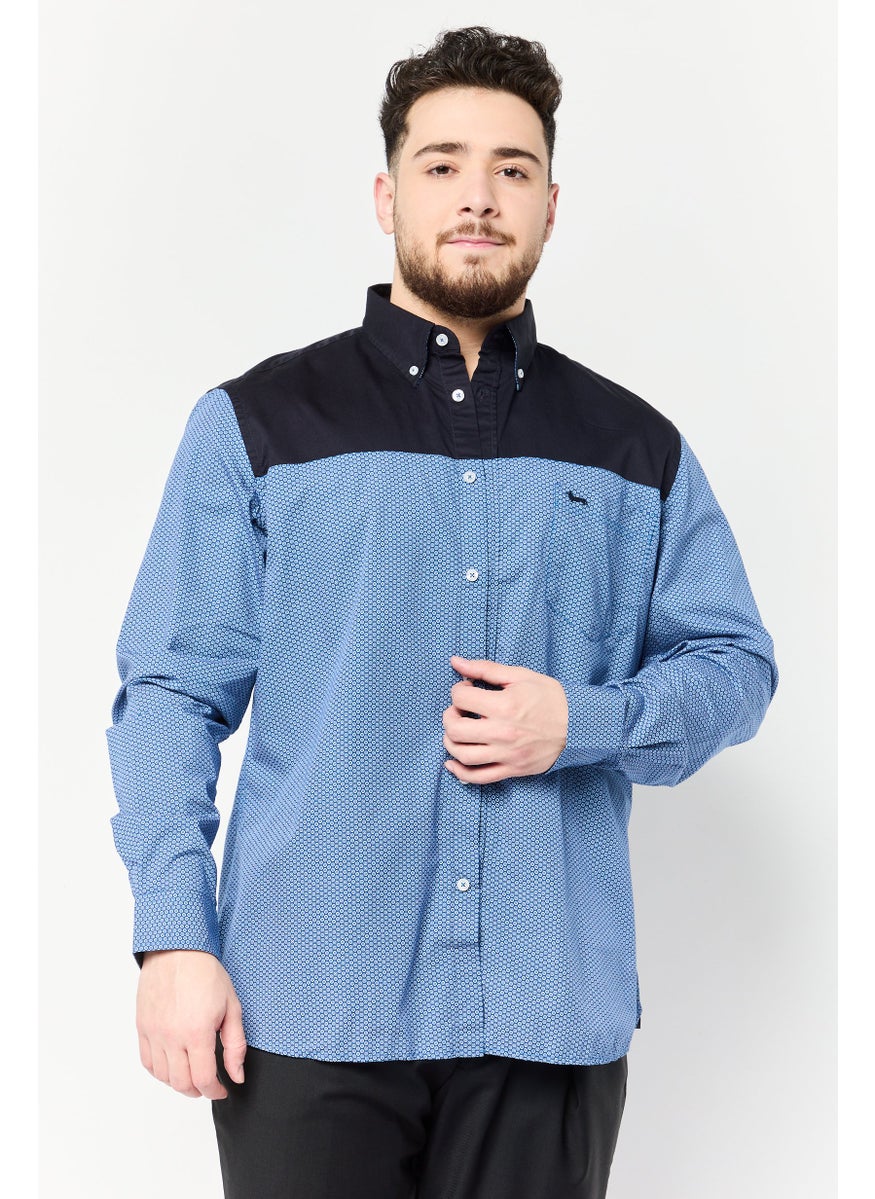 Men Narrow Fit All Over Print Long Sleeves Casual Shirt, Multicolor