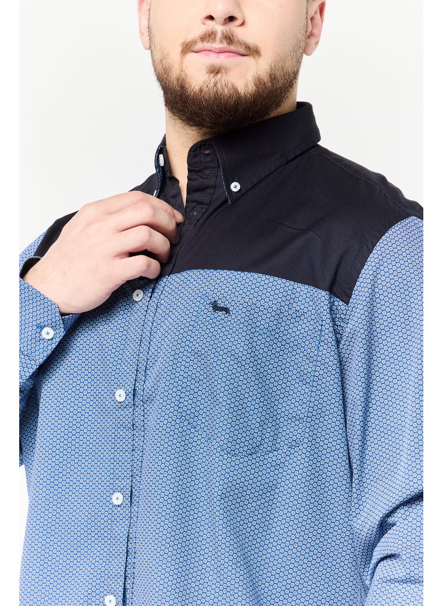 Men Narrow Fit All Over Print Long Sleeves Casual Shirt, Multicolor