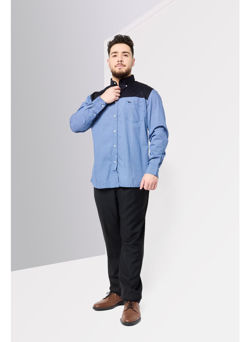 Men Narrow Fit All Over Print Long Sleeves Casual Shirt, Multicolor