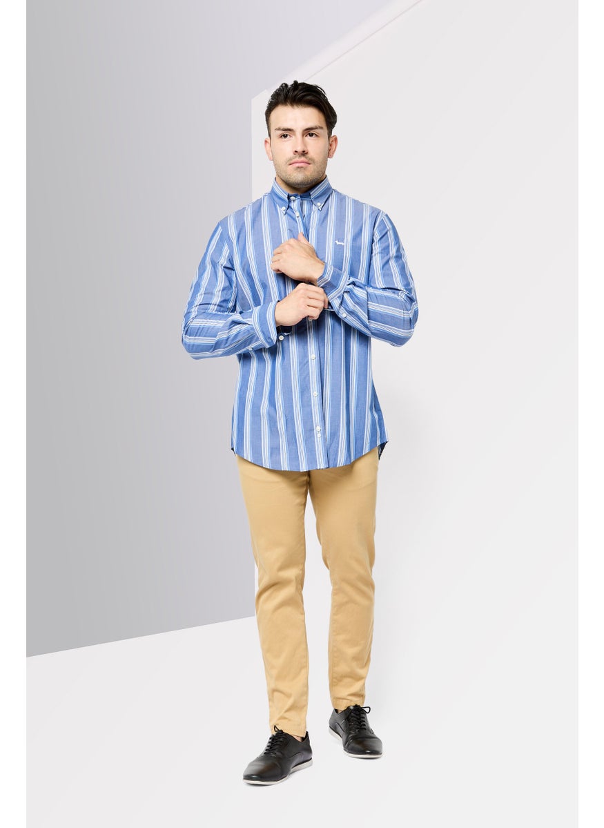 Men Regular Fit Stripe Long Sleeves Casual Shirt, Multicolor