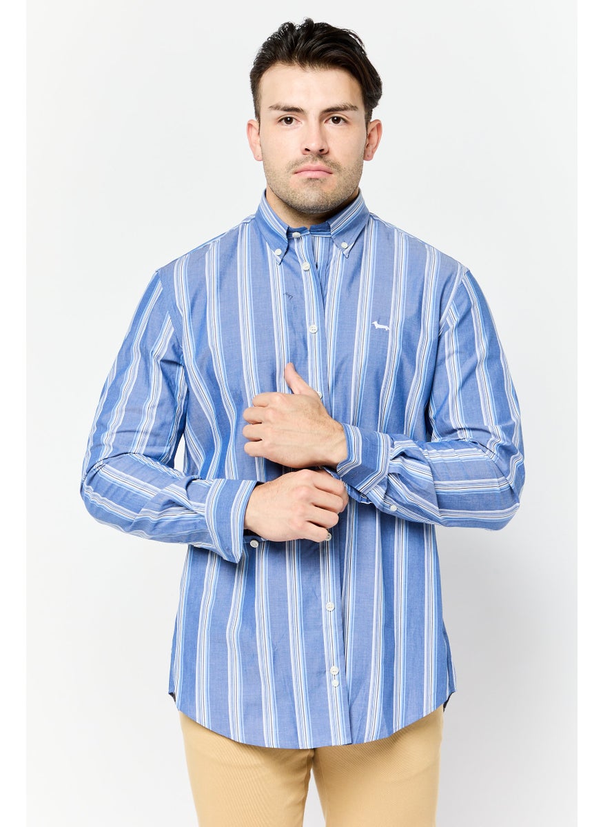Men Regular Fit Stripe Long Sleeves Casual Shirt, Multicolor