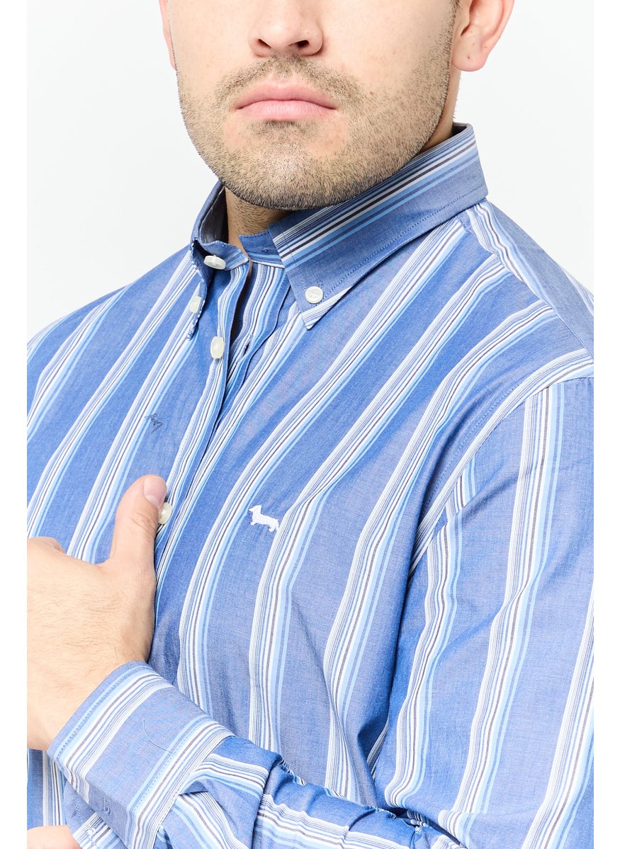 Men Regular Fit Stripe Long Sleeves Casual Shirt, Multicolor