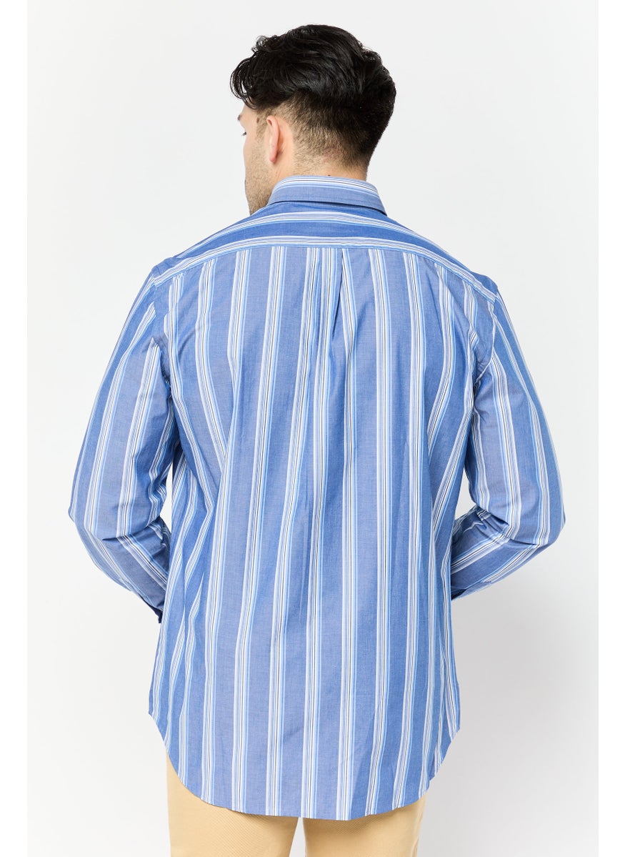 Men Regular Fit Stripe Long Sleeves Casual Shirt, Multicolor