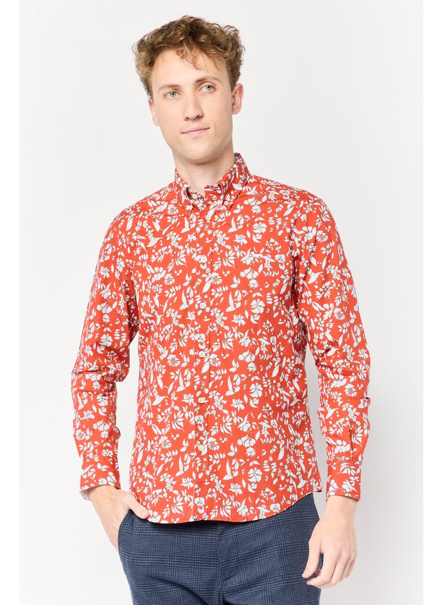 Men Regular Fit Floral Long Sleeves Casual Shirt, Multicolor