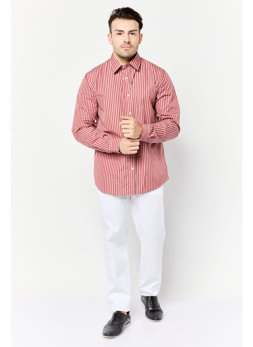 Men Regular Fit Stripe Long Sleeve Casual Shirt, Multicolor