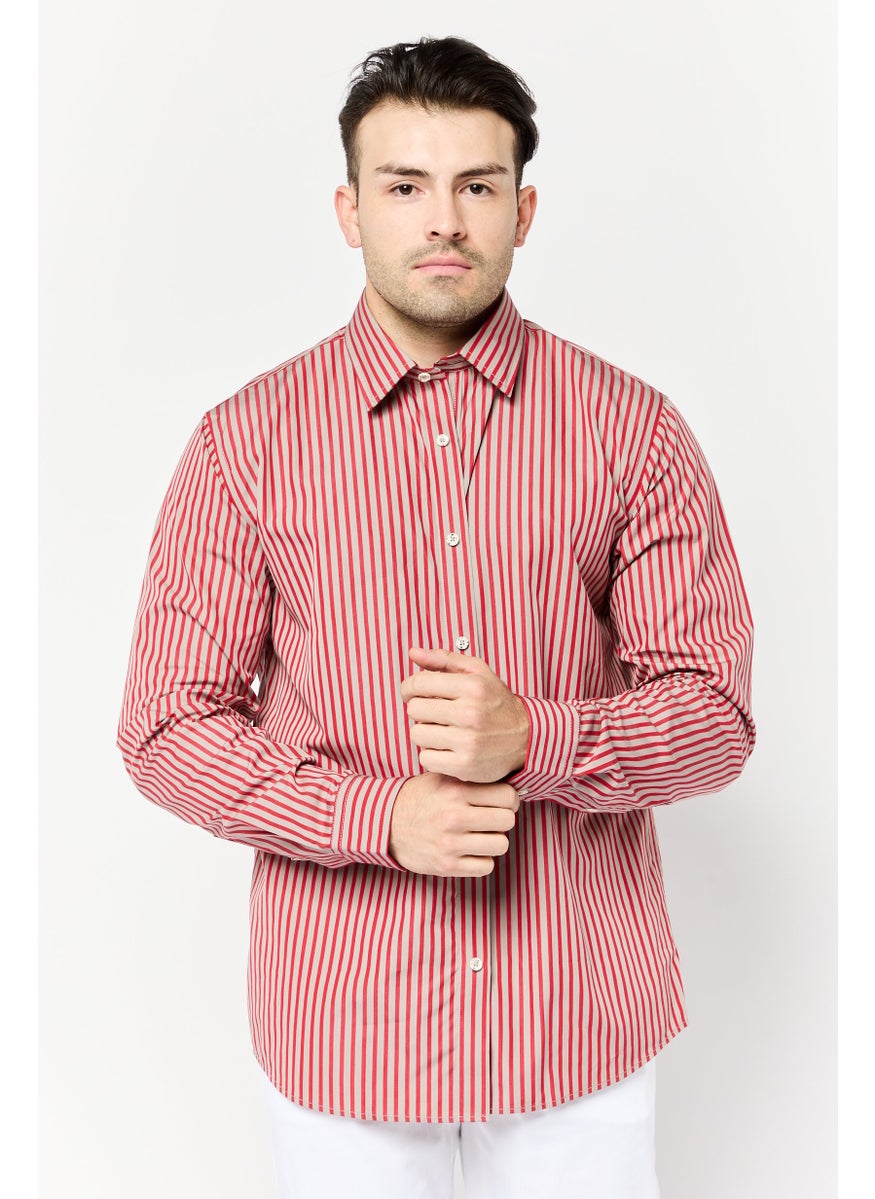 Men Regular Fit Stripe Long Sleeve Casual Shirt, Multicolor