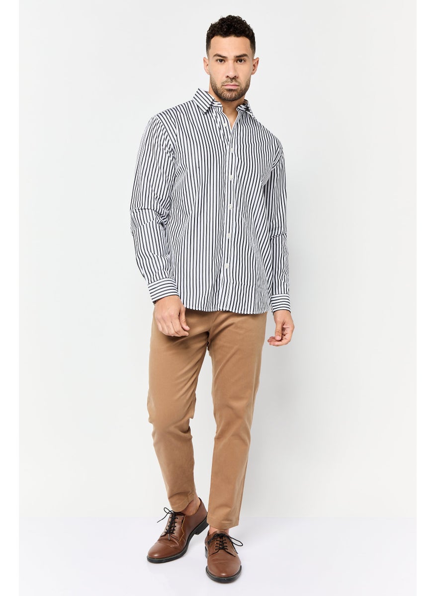 Men Regular Fit Stripe Long Sleeve Casual Shirt, Multicolor