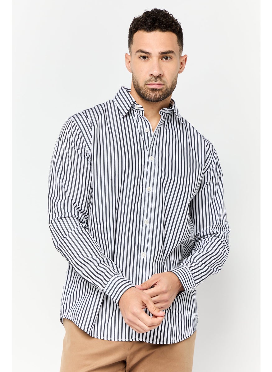 Men Regular Fit Stripe Long Sleeve Casual Shirt, Multicolor