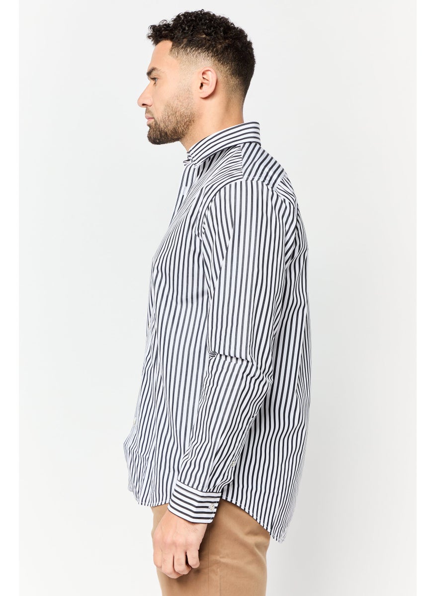 Men Regular Fit Stripe Long Sleeve Casual Shirt, Multicolor