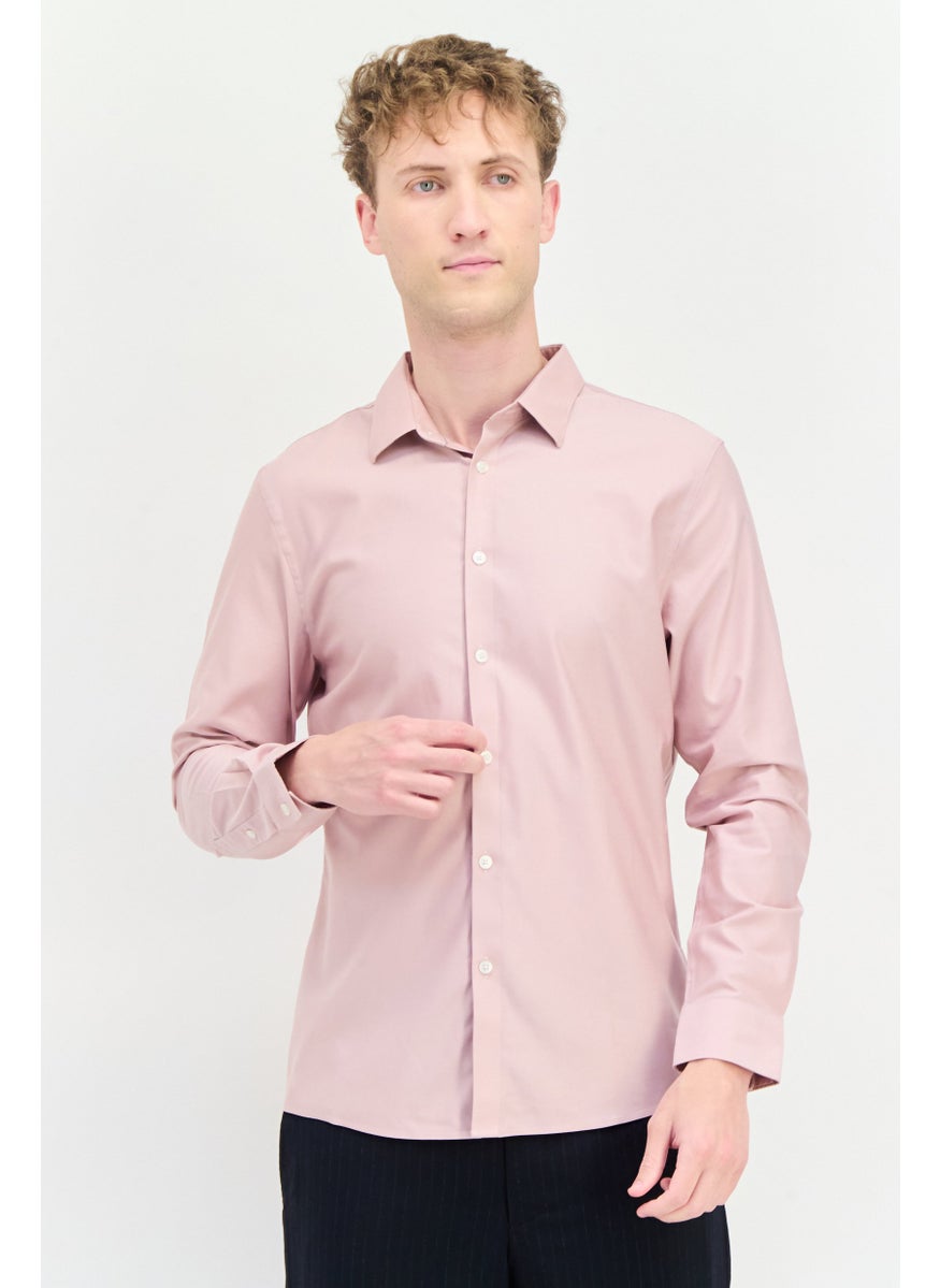 Men Regular Fit Solid Full Sleeves Casual Shirt, Pink