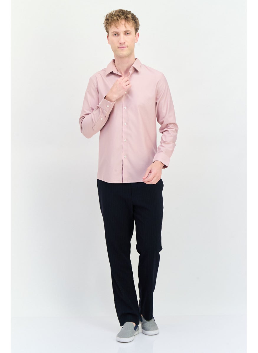 Men Regular Fit Solid Full Sleeves Casual Shirt, Pink