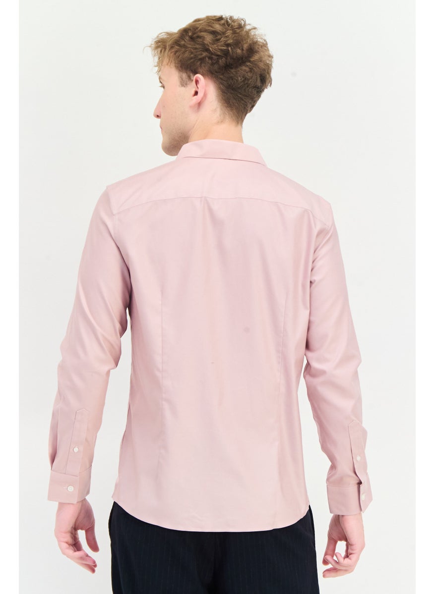 Men Regular Fit Solid Full Sleeves Casual Shirt, Pink