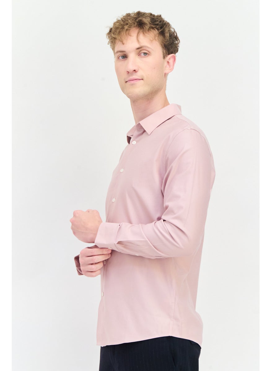 Men Regular Fit Solid Full Sleeves Casual Shirt, Pink