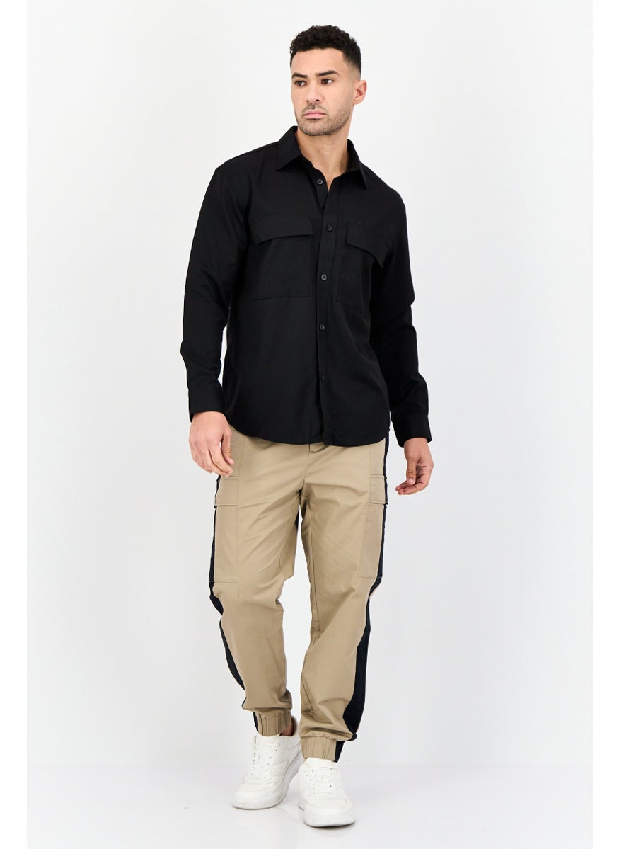 Men Regular Fit Long Sleeve Solid Casual Shirt, Black
