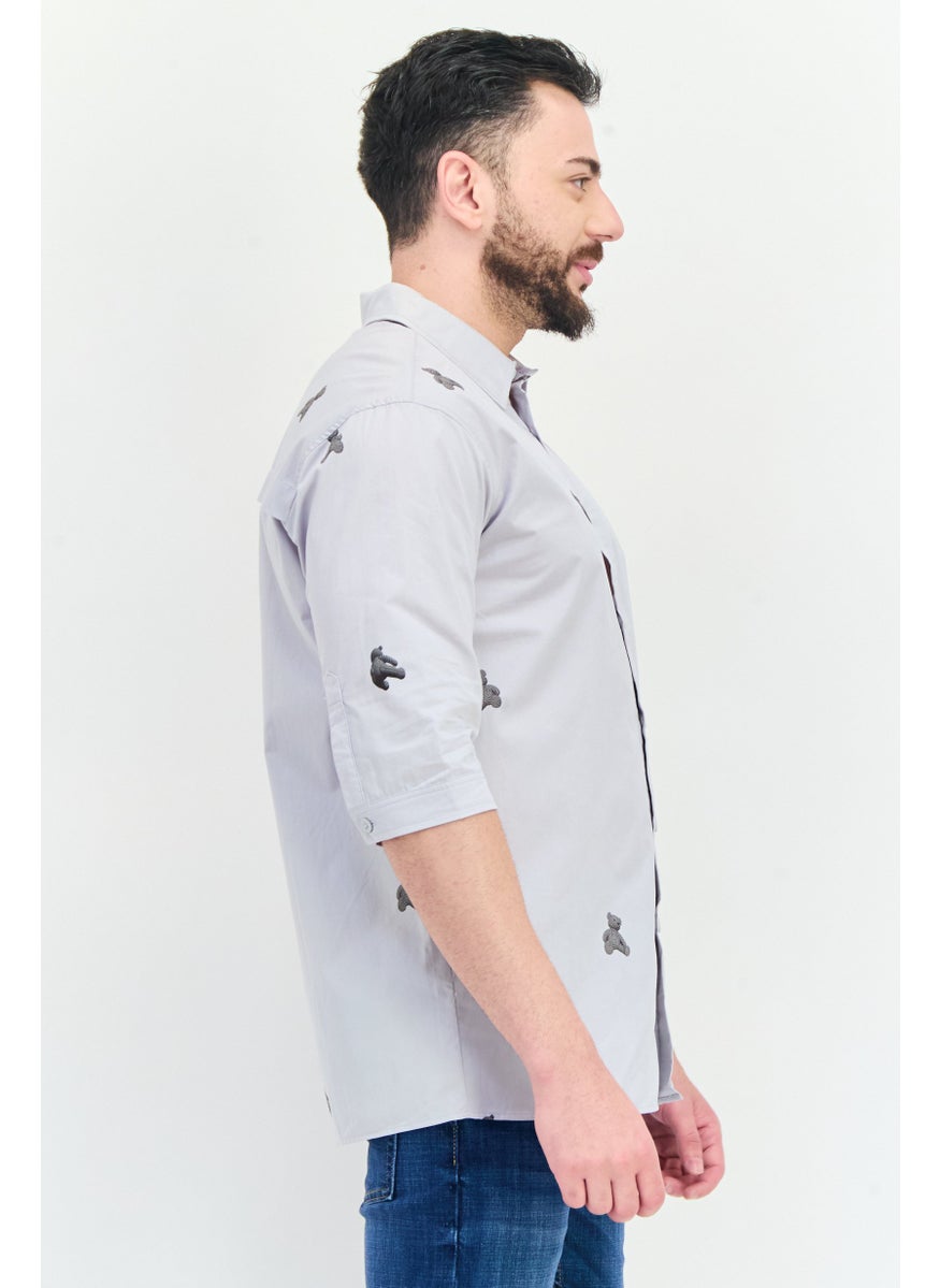 Men Regular Fit Allover Print 3/4 Sleeves Casual Shirt, Multicolor