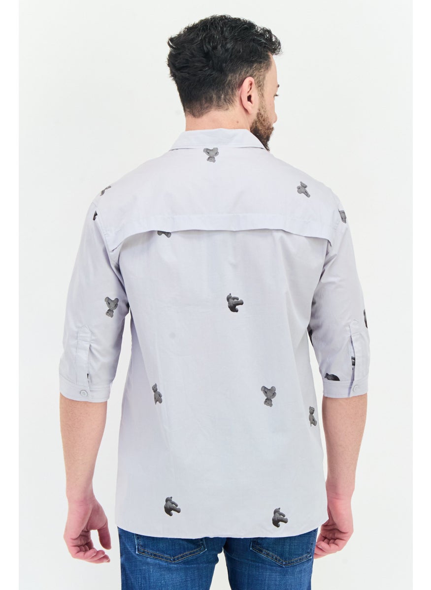 Men Regular Fit Allover Print 3/4 Sleeves Casual Shirt, Multicolor