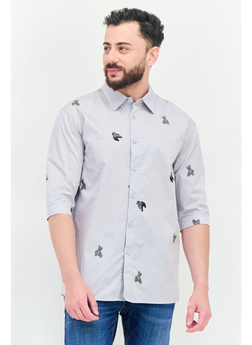 Men Regular Fit Allover Print 3/4 Sleeves Casual Shirt, Multicolor