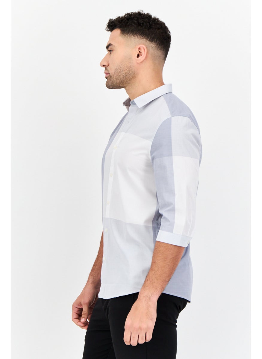 Men Regular Fit Colorblock Elbow Sleeves Casual Shirt, Multicolor