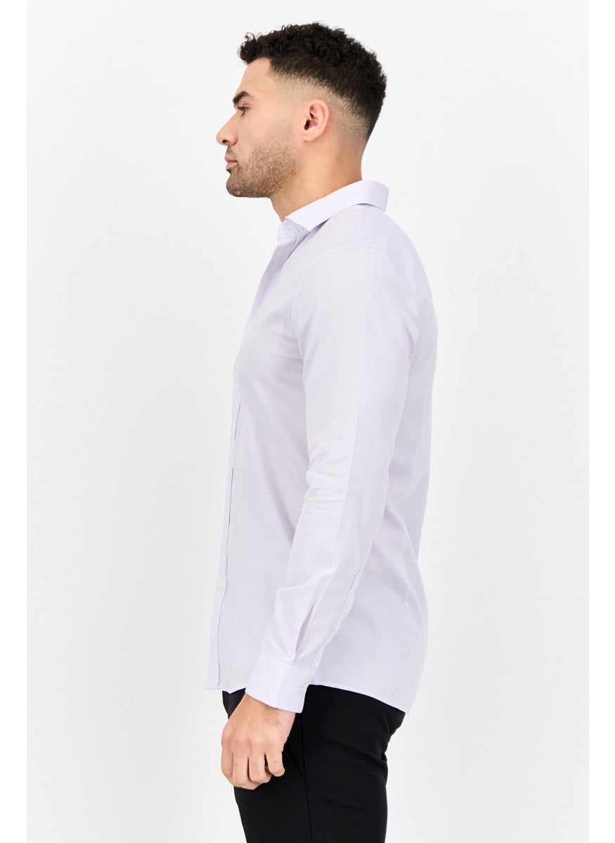 Men Regular Fit Stripe Long Sleeve Casual Shirt, Lilac