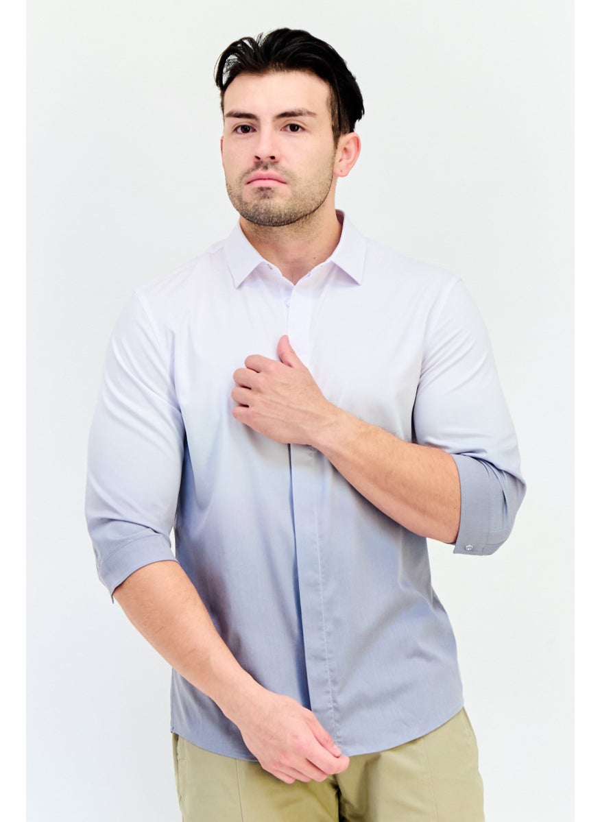 Men Regular Fit Elbow Sleeves Two Tone Casual Shirt, Multicolor