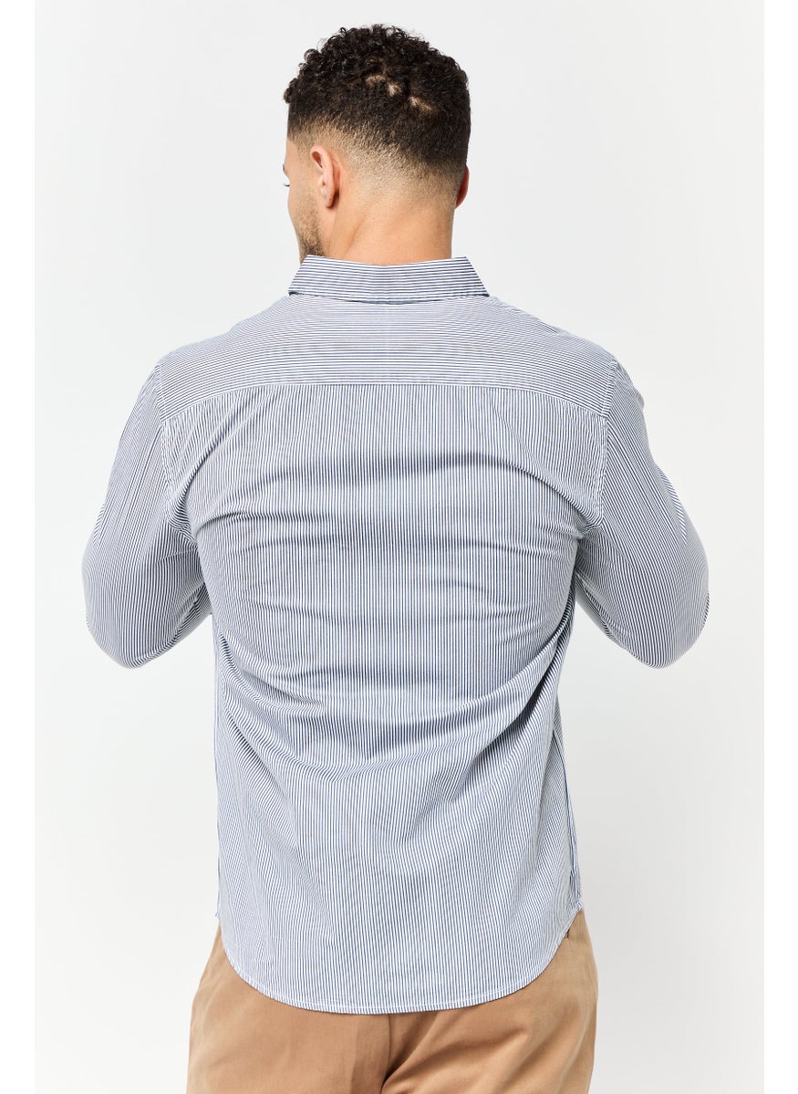 Men Regular Fit Stripe Long Sleeves Casual Shirt, Multicolor