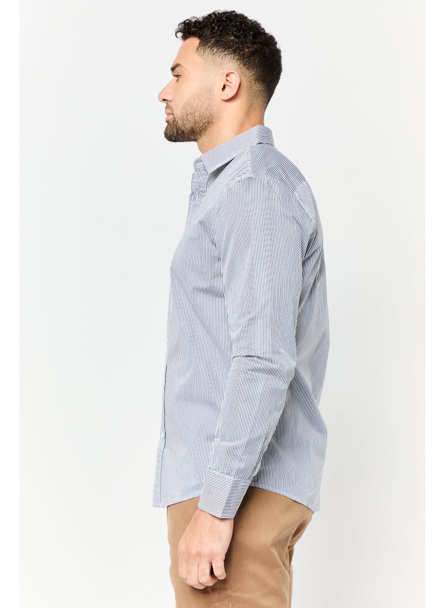 Men Regular Fit Stripe Long Sleeves Casual Shirt, Multicolor
