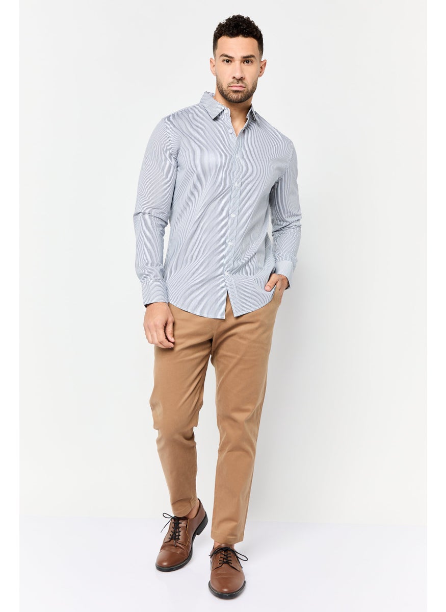 Men Regular Fit Stripe Long Sleeves Casual Shirt, Multicolor
