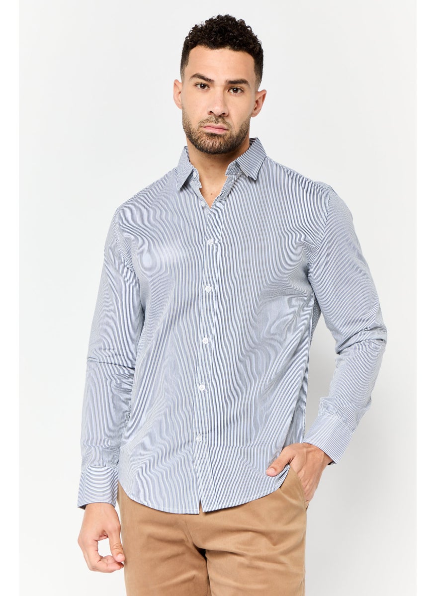 Men Regular Fit Stripe Long Sleeves Casual Shirt, Multicolor