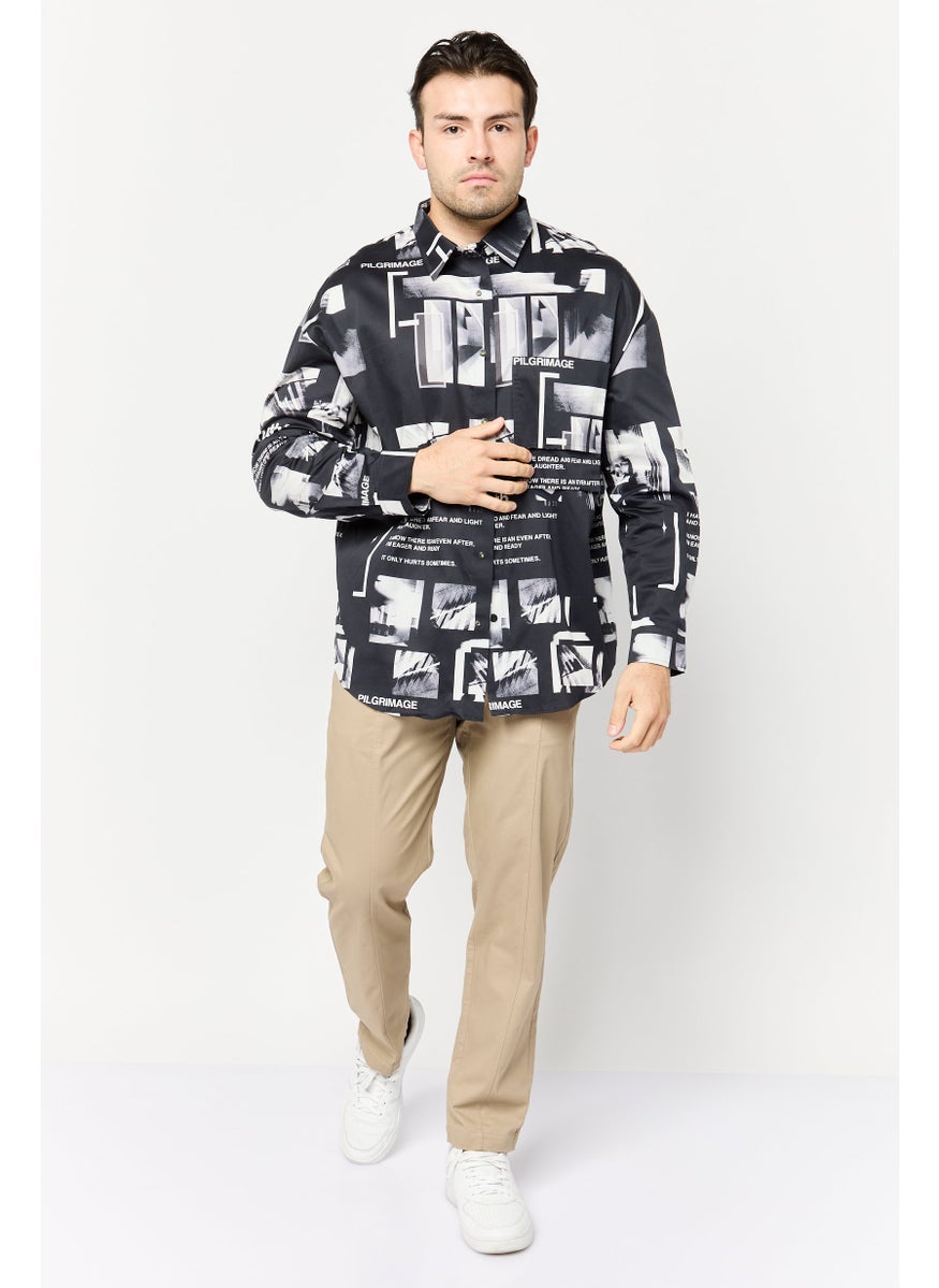 Men Regular Fit Allover Print Long Sleeves Casual Shirt, Multicolor