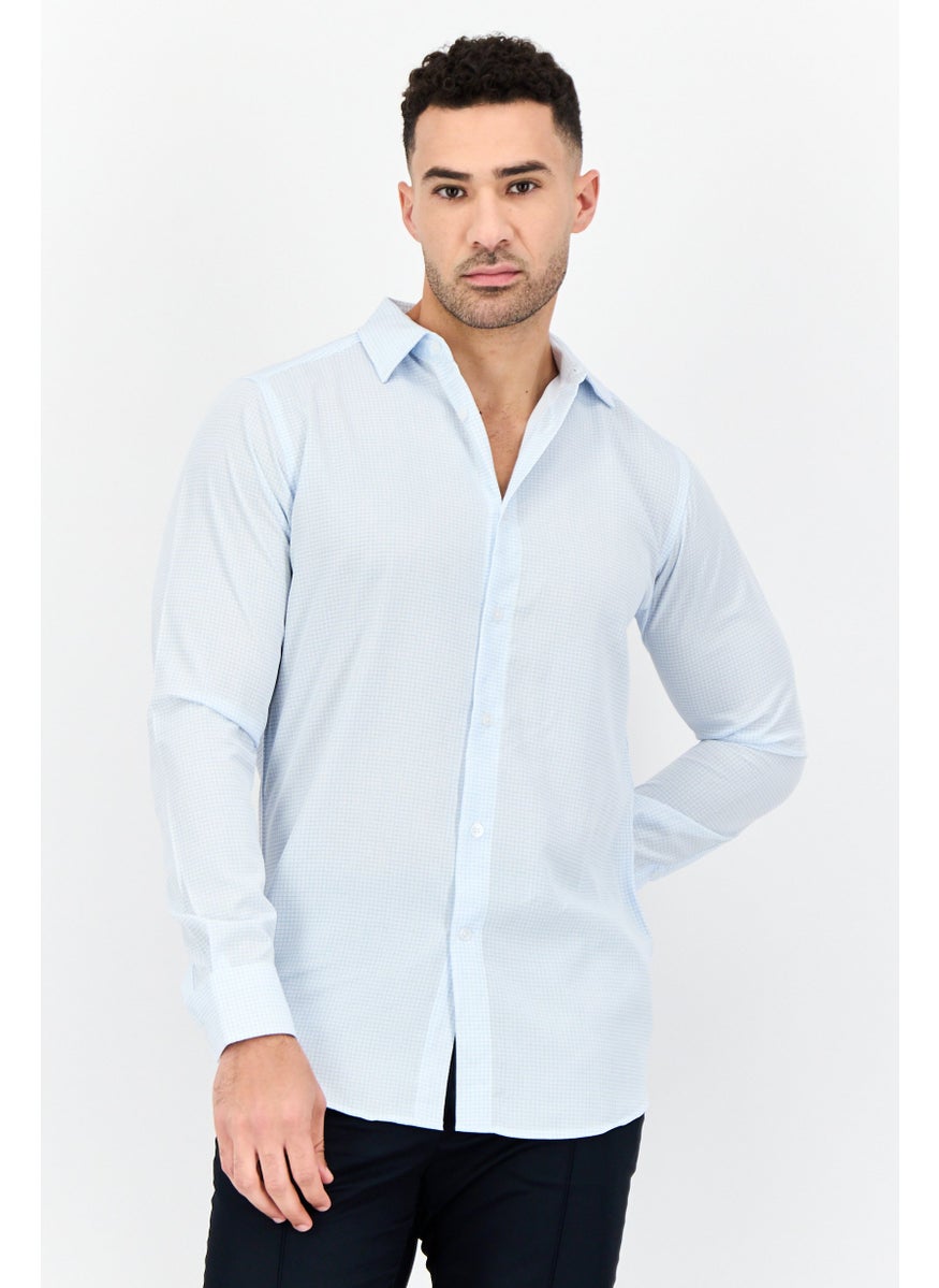 Men Modern Fit Micro Checkered Print Long Sleeve Dress Shirt, Multicolor