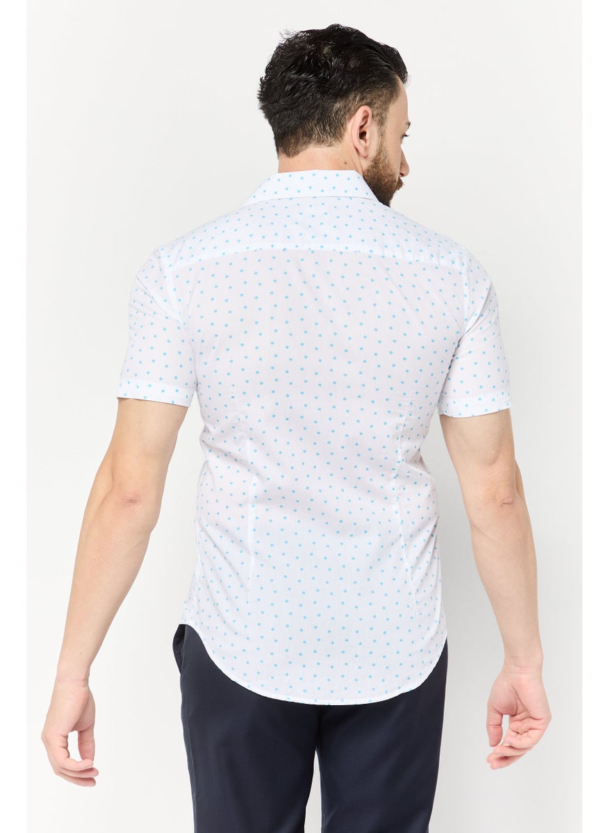 Men Slim Fit Allover Print Short Sleeves Casual Shirt, Multicolor
