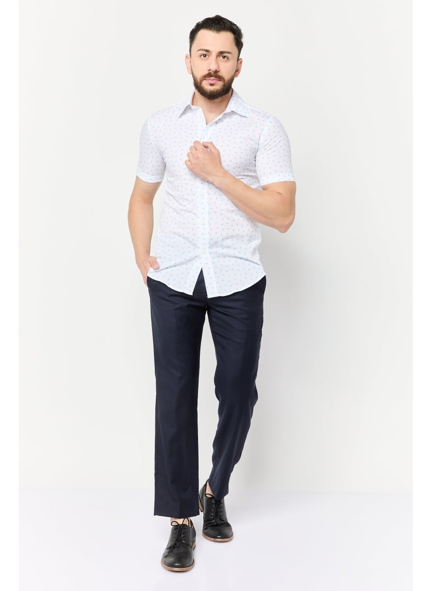 Men Slim Fit Allover Print Short Sleeves Casual Shirt, Multicolor