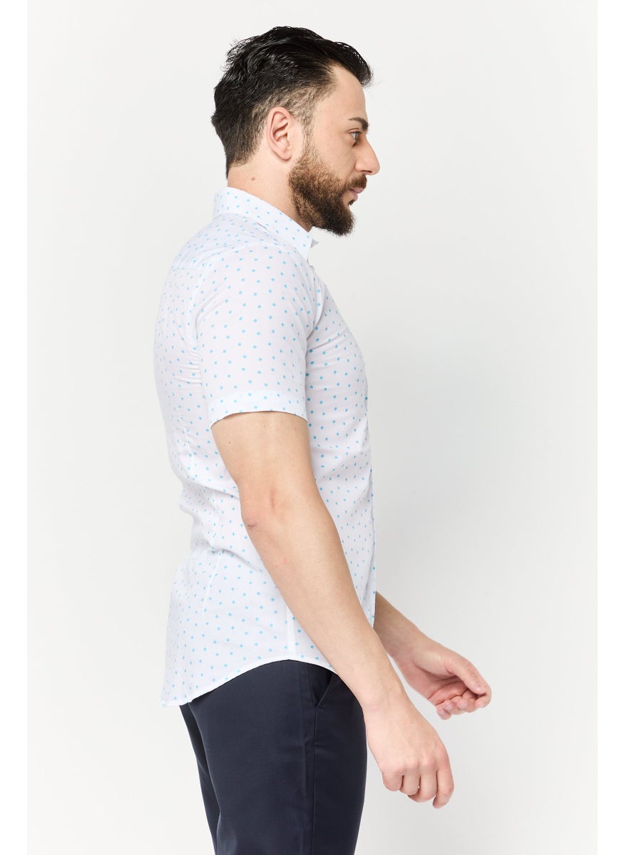 Men Slim Fit Allover Print Short Sleeves Casual Shirt, Multicolor