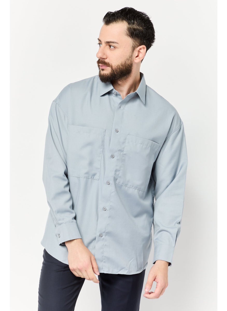 Men Regular Fit Long Sleeves Plain Casual Shirt, Tan