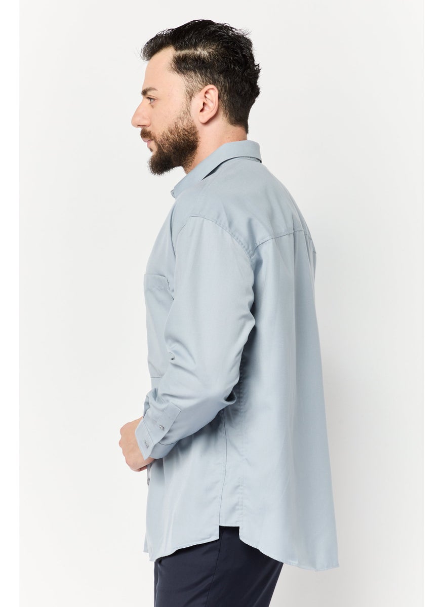 Men Regular Fit Long Sleeves Plain Casual Shirt, Tan