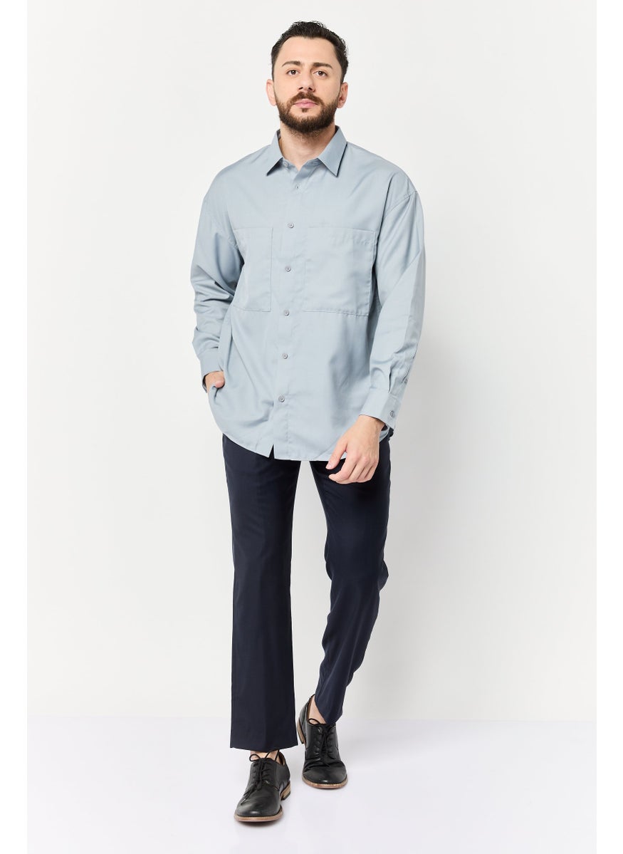 Men Regular Fit Long Sleeves Plain Casual Shirt, Tan