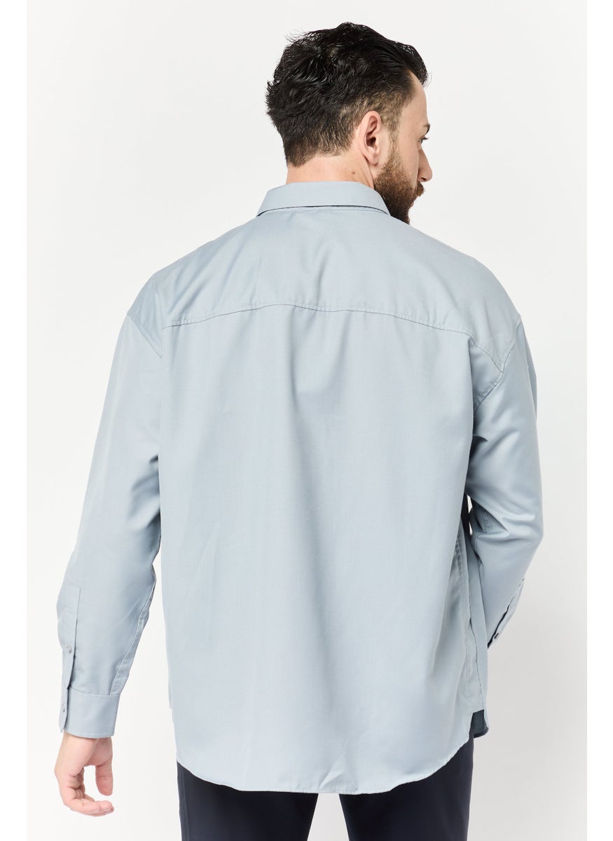 Men Regular Fit Long Sleeves Plain Casual Shirt, Tan