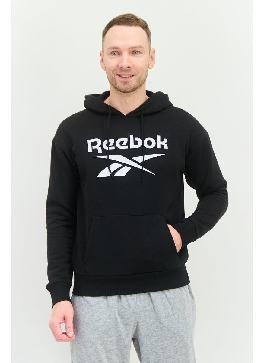 Men Sportswear Fit Long Sleeve Outdoor Hoodie, Black