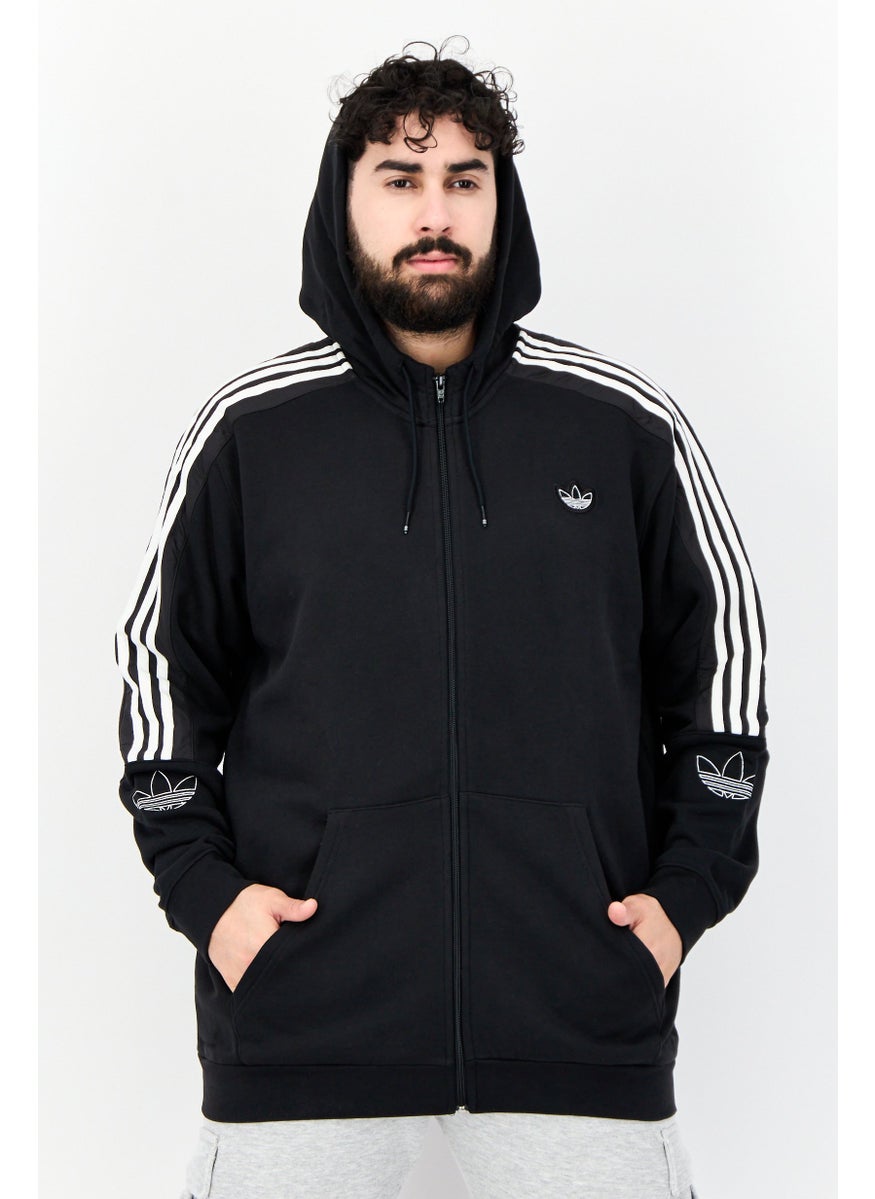 Men Sportswear Fit Long Sleeve Outdoor Full Zip Hoodie, Black