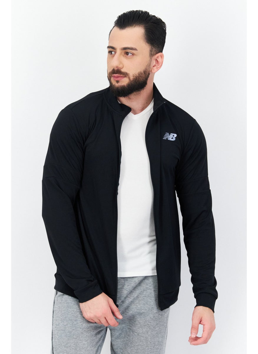 Men Sportswear Fit High Neck Long Sleeves Running Sweatshirt, Black