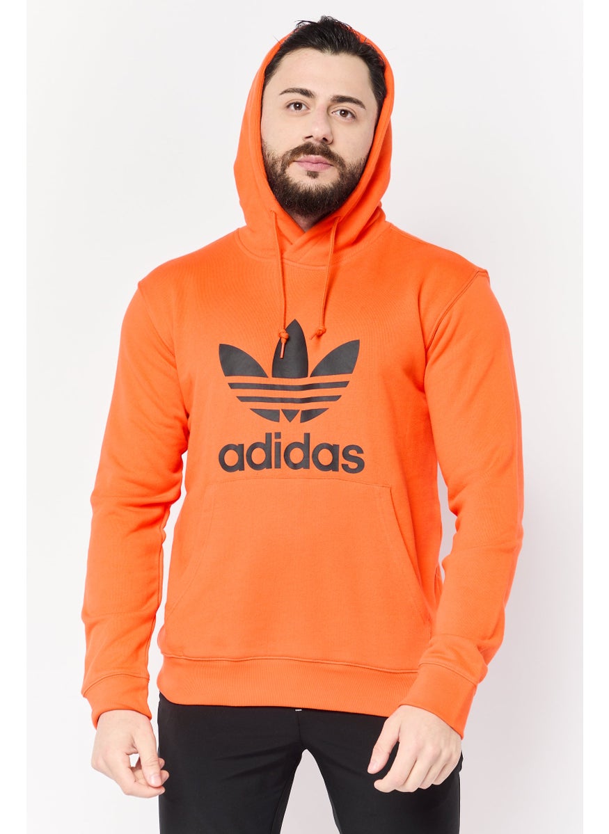 Men Sportswear Fit Long Sleeve Outdoor Trefoil Hoodie, Orange