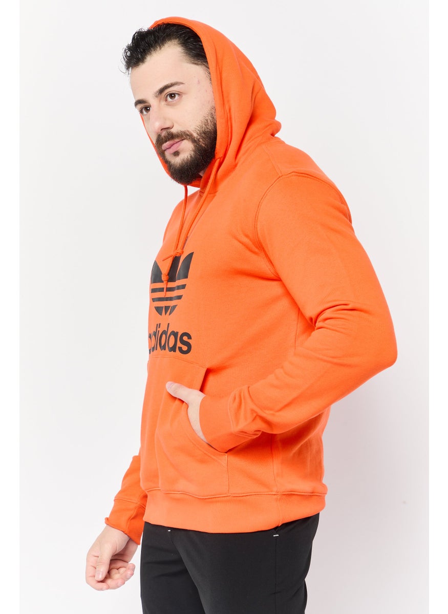 Men Sportswear Fit Long Sleeve Outdoor Trefoil Hoodie, Orange