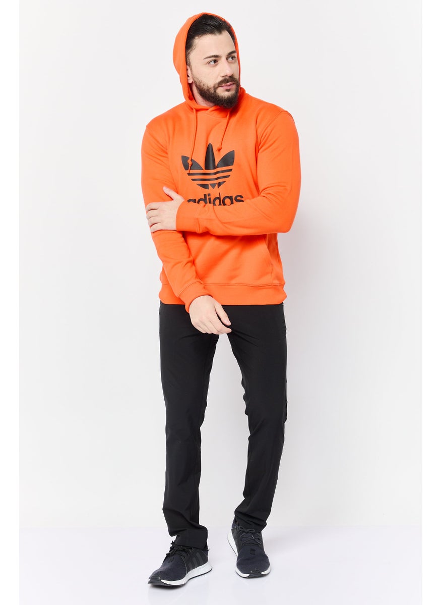 Men Sportswear Fit Long Sleeve Outdoor Trefoil Hoodie, Orange