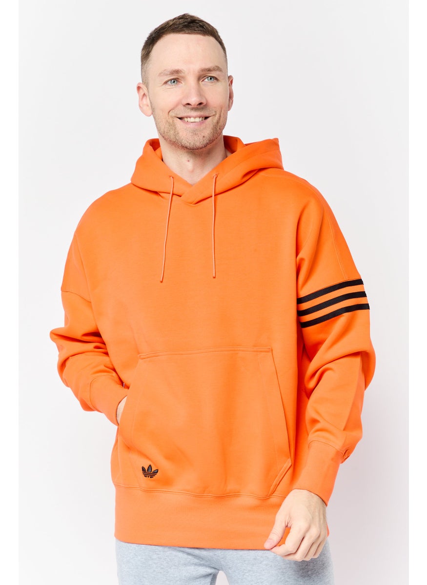 Men Sportswear Fit Long Sleeve Outdoor Hoodie, Orange